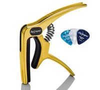 Leo Jaymz Heavy Duty Guitar Capo for Acoustic/Electric Guitars, Guitar Clip made of Zinc Alloy Metal, Guitar Clamp for Bass Classical Guitar, Ukulele, Mandolin,Banjo (Gold)