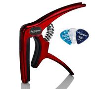 Leo Jaymz Heavy Duty Guitar Capo for Acoustic/Electric Guitars, Guitar Clip made of Zinc Alloy Metal, Guitar Clamp for Bass Classical Guitar, Ukulele, Mandolin,Banjo (Shadow Red)