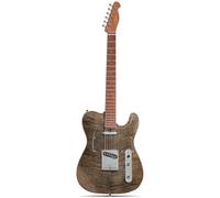 Leo Jaymz TL Electric Guitar - Flame Maple Top, Mahogany Body, Maple Neck - Alnico V Pickups - Solid Choice for Beginners & Intermediate Players (Black Flame)
