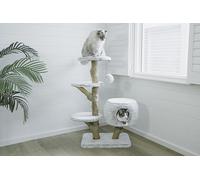 LEO & LEXI Modern Cat Tree Tower with Cave, Real Wood Cat Scratching Post with Bed for Indoor Cats Large Adult, Solid Wooden Climbing Tower, Aesthetic, Luxury Pet Furniture - FLORRA 2