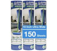 Leo MegaClean 10-Inch Wide Lint Roller Refills 3 Rolls 150 Ultra-Wide Sheets for Lint Removers Household Cleaning Easily Remove Pet Hair Dust and Debris from Floors Carpets and Furniture