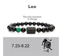 (leo) Men Women 12 Constellation Bracelet Elastic Bracelet Hand Woven Adjustable Natural Tiger Eye Obsidian Bracelet Party Gift Jewelry