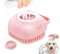 LEO-PAUL Silicone Detangling Bath Brush for Dogs with Short and Long Hair, Grooming Accessory, Massage and Quick Cleaning with Water and Shampoo Dispenser (Pink)