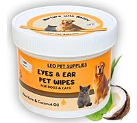Leo Pet Supplies Pet Eye & Ear Wipes (100 Pack) - Cleaner for Dogs and Cats, Non-Irritating Ingredients; Aloe and Coconut Oil Essence, Special Formula, Daily Use, Yes