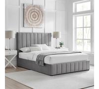Leo Plush Velvet Grey Ottoman Storage Bed With Hidden Storage Modish Furnishing Grey Double