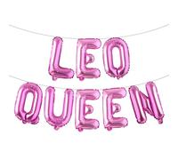 Leo Queen Balloon Banner, July August Birthday Banner, Leo Sign, Zodiac Leo Birthday Party Decorations for Her, Happy 21st,25th, 30th, 40th, 50th, 60th Birthday Party Decor (LEO QUEEN Rose Red)