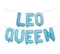 Leo Queen Balloon Banner, July August Birthday Banner, Leo Sign, Zodiac Leo Birthday Party Decorations for Her, Happy 21st,25th, 30th, 40th, 50th, 60th Birthday Party Decor (LEO QUEEN Light Blue)
