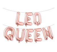 Leo Queen Balloon Banner, July August Birthday Banner, Leo Sign, Zodiac Leo Birthday Party Decorations for Her, Happy 21st,25th, 30th, 40th, 50th, 60th Birthday Party Decor (LEO QUEEN Rose Gold)