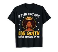 Leo Queen It's My Birthday Afro Woman Girl Zodiac T-Shirt