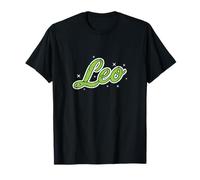 Leo Retro Script Zodiac Green T-Shirt