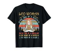 Leo Woman The Soul Of A Witch Vintage Birthday T-Shirt