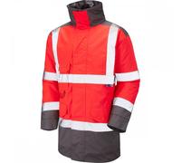 Leo Workwear A01 Tawstock ISO 20471 Class 3 Anorak Hi-Vis Red/Grey 5XL 5XL