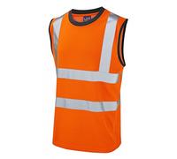 Leo Workwear Ashford ISO 20471 CL 2 Comfort Sleeveless T-Shirt Hi-vis Orange4XL