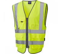 Leo Workwear Barnstaple ISO 20471 CL 2 Superior 3-Part Waistcoat Hi-vis Yellow6X