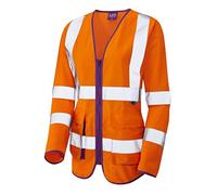Leo Workwear Beaworthy SL12 Hi-Viz Knitted Polyester Ladies Sleeved Superior Waistcoat, 3XL, Orange