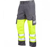 Leo Workwear Bideford ISO 20471 Class 1 Poly/Cotton Cargo Trouser Hi-V 28" 33"