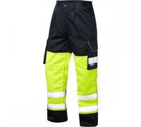 Leo Workwear Bideford ISO 20471 Class 1 Poly/Cotton Cargo Trouser Hi-V 40" 29"