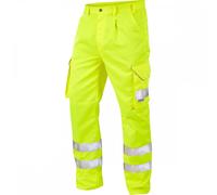 Leo Workwear Bideford ISO 20471 Class 1 Poly/Cotton Cargo Trouser Hi-V 46" 33"
