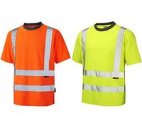 Leo Workwear Braunton High Visibility 100% Coolviz Polyester Split-Hem Design T-Shirt, X Large, Hi-Vis Orange
