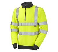 Leo Workwear Brynsworthy Diamond Quilt Ribbed Cuffs & Hem Hi-Vis 1/4 Zip Sweatshirt, 5X Large, Hi-Vis Yellow