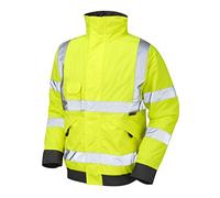 Leo Workwear Chivenor PU Coated Polyester Warm Quilt Lining Bomber Jacket, X Large, Hi-Vis Yellow