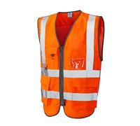 Leo Workwear Cobbaton Hi-Vis Orange AirFlow Mesh Polyester Coolviz Superior Waistcoat, Large, Hi-Vis Orange