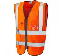 Leo Workwear Cobbaton ISO 20471 CL 2 Coolviz Superior Waistcoat Hi-vis Orange4XL