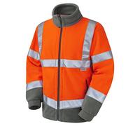Leo Workwear Hartland Anti-Pill Fleece 280gsm Fleece Jacket, Medium, Hi-Vis Orange