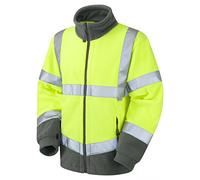 Leo Workwear Hartland Anti-Pill Fleece 280gsm Fleece Jacket, Medium, Hi-Vis Yellow