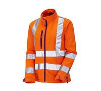 Leo Workwear Honeywell SJL01 Hi-Vis Stretch Polyester Twill Ladies Softshell Jacket, XS, Orange