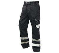 Leo Workwear Ilfracombe CT02 Polycotton Water and Stain Repellent Finish Cargo Trouser, 36 - Regular, Black