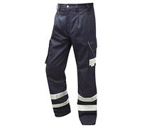 Leo Workwear Ilfracombe CT02 Polycotton Water and Stain Repellent Finish Cargo Trouser, 42 - Short, Navy