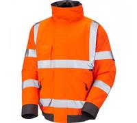 Leo Workwear J01 Chivenor ISO 20471 Class 3 Bomber Jacket Hi-Vis Orang S
