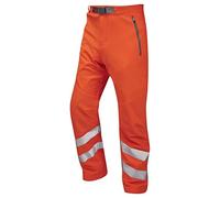Leo Workwear Landcross WT01 Hi-Vis Soft Shell Quick Drying Water Repellent Finish Stretchable Work Trouser, Small, Hi-Vis Orange