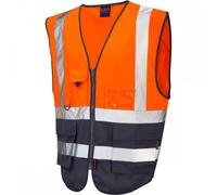 Leo Workwear Lynton ISO 20471 Class 1 Superior Waistcoat Hi-Vis Orange 4XL