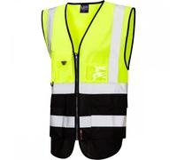 Leo Workwear Lynton ISO 20471 Class 1 Superior Waistcoat Hi-Vis Yellow 6XL