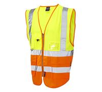 Leo Workwear Lynton ISO 20471 Class 2 Superior Waistcoat Hi-Vis Yellow 4XL