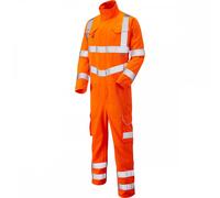Leo Workwear Molland ISO 20471 Class 3 Poly Cotton Coverall Hi-Vis Ora 6XL