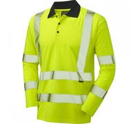Leo Workwear Swimbridge ISO 20471 CL 3 Comfort Sleeved Polo Shirt Hi-vis YellowX