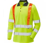 Leo Workwear Bickleton ISO 20471 CL 3 Orange Brace Coolviz Sleeved Polo Shirt (E