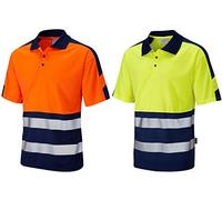 Leo Workwear Watersmeet ISO 20471 CL 1 Dual Coolviz Plus Polo Shirt HV Orange/Na