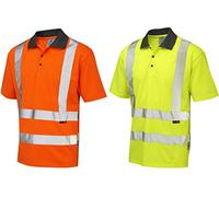 Leo Workwear Rockham Hi Vis Split-Hem Design Coolviz Polyester Polo Shirt, Large, Hi-Vis Yellow