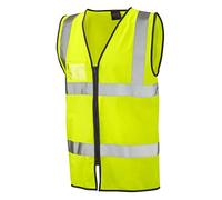 Leo Workwear Rumsam ISO 20471 Class 2 High Visibility Zipped Waistcoat with ID Pocket, X Large, Hi-Vis Yellow