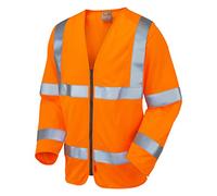 Leo Workwear S15 Merton Flame Retardant Executive Sleeved Hi Vis Vest#2XL~Orange