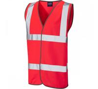 Leo Workwear Tarka ISO 20471 Class 2 Waistcoat Hi-Vis Red 4XL Colour: 4XL