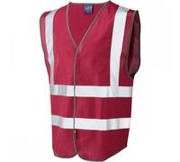 Leo Workwear W05 Pilton Coloured Reflective Waistcoat Maroon 2XL Colou 2XL