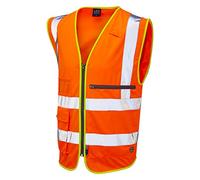 Leo Workwear W24 Foreland Superior Hi Vis Waistcoat#S~Orange
