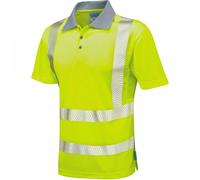 Leo Workwear Woolacombe ISO 20471 Class 2 Coolviz Plus Polo Shirt Hi-V 6XL