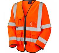 Leo Workwear Wrafton Knitted Polyester Hi-Vis Superior Sleeved Waistcoat, Medium, Hi-Vis Orange
