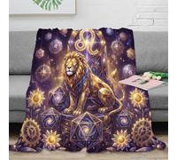 Leo Zodiac 3D Printed Dreamy Lion Flannel Plush Throw Blanket Soft Cosy Fluffy Bedding for Bed Couch Sofa Gifts for Adults Girls All Season 80x90inch(200x230cm)